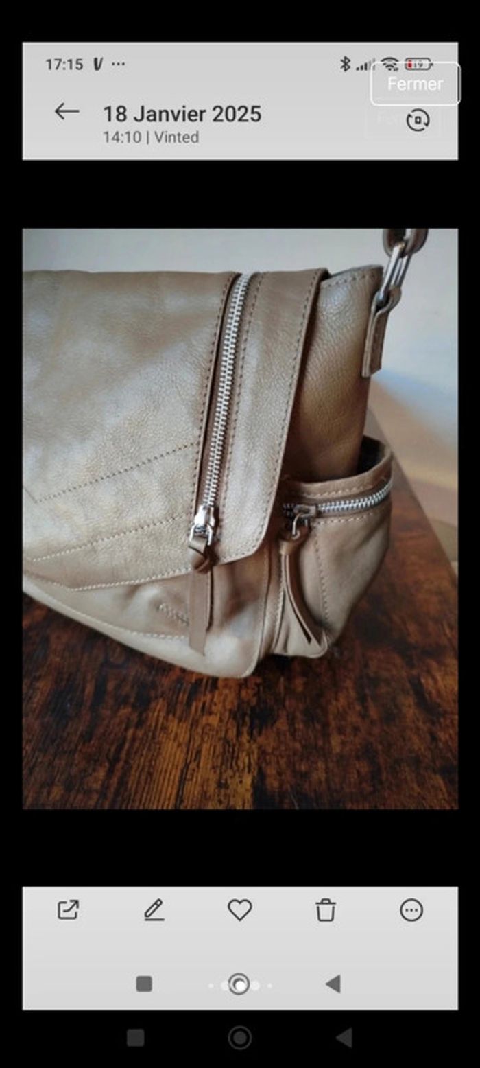 Sac fourre tout Cuir de vachette Vintage Dressing - photo numéro 4