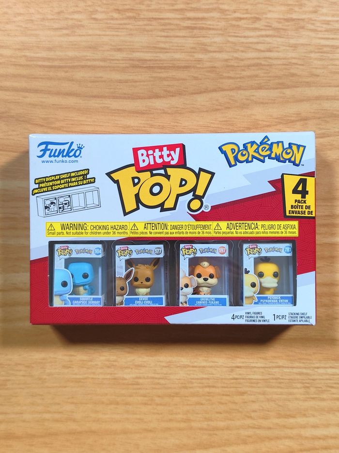 Boîte De 4 Bitty Pop! - Squirtle, Eevee, Growlithe, Psyduck - Pokémon