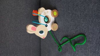 mignon petit lapin JANOD en bois à tirer - NEUF