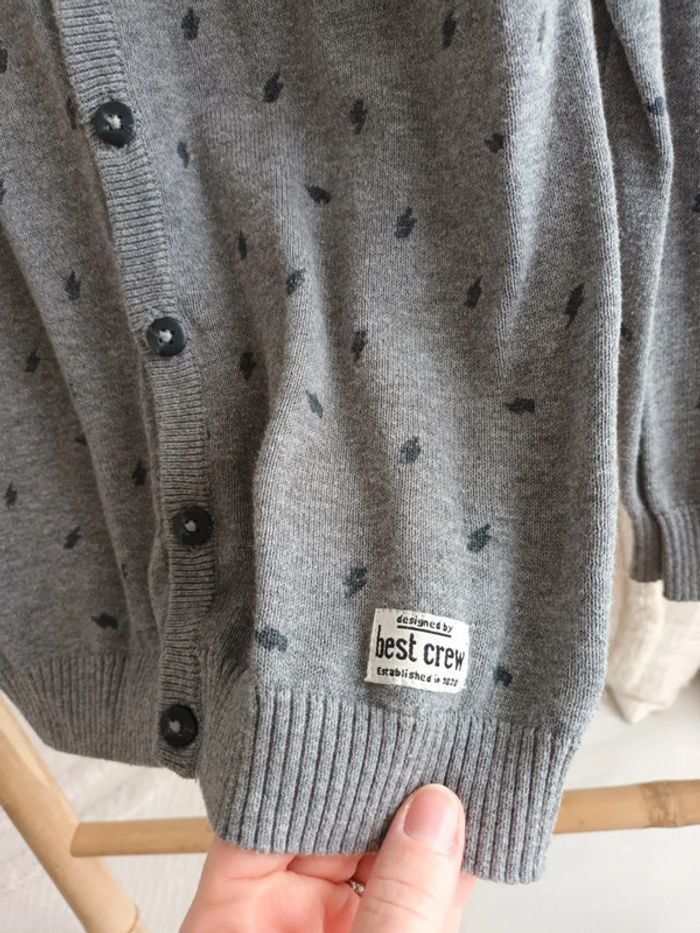 Gilet cardigan gris 10 ans - photo numéro 3