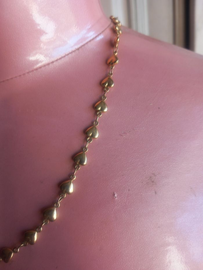 Collier avec cœurs en métal doré - photo numéro 3