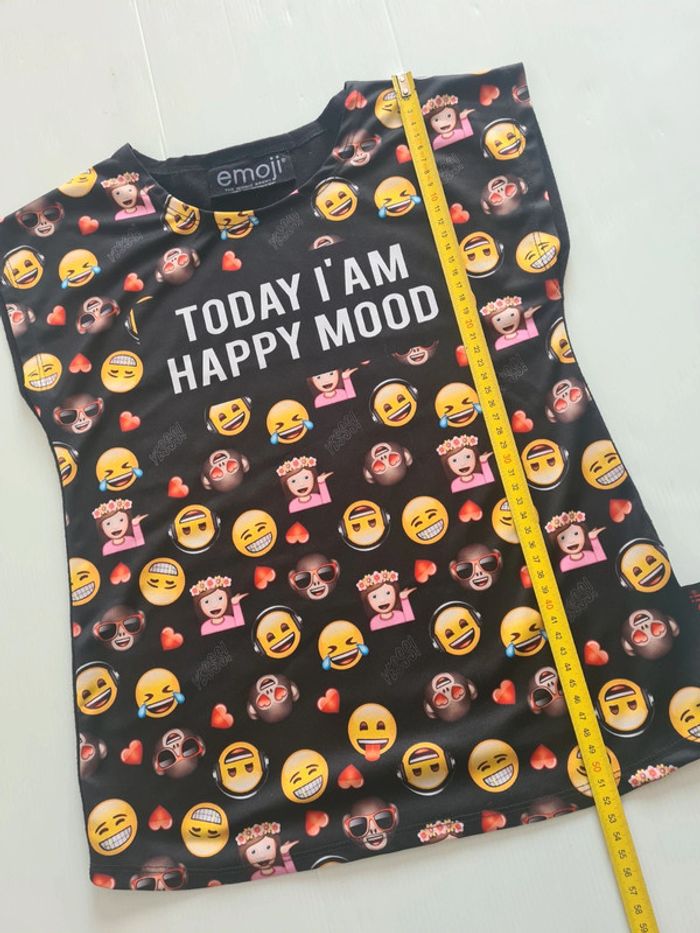 Tee-shirt Emoji bi-matière fille 12 ans peu porté - photo numéro 9