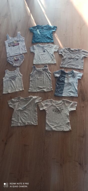 Lot de 9 maillots de corps 2 ans