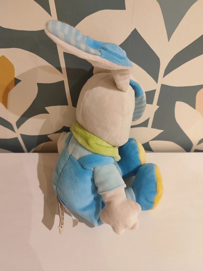 Doudou lapin salopette bleue jardin carotte nicotoy - photo numéro 2