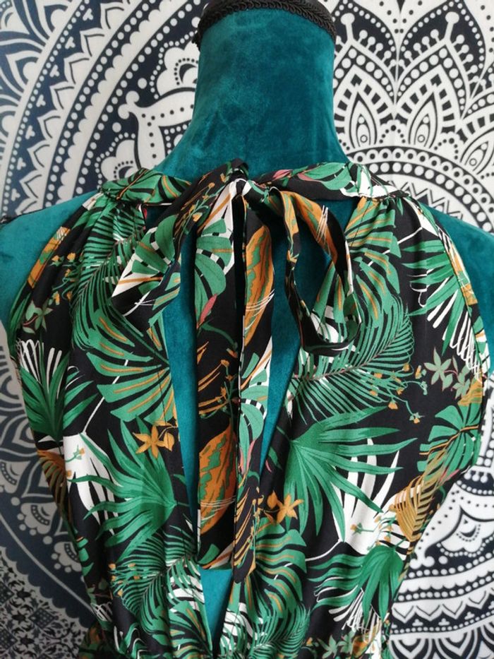 Combishort noire motifs tropicaux avec ceinture dos nu / shein / (XS) - photo numéro 6