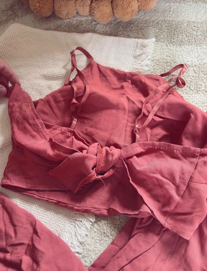 Ensemble haut court à nouer et pantalon large bohème - photo numéro 3