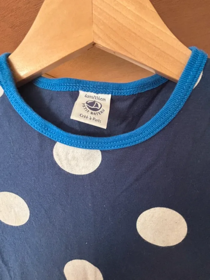 💙 Robe bleue à pois blancs • Petit Bateau • 6 ans - photo numéro 4