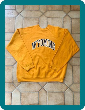 Crewneck sweat vintage orange « Wyoming » année 90s printed / imprimé