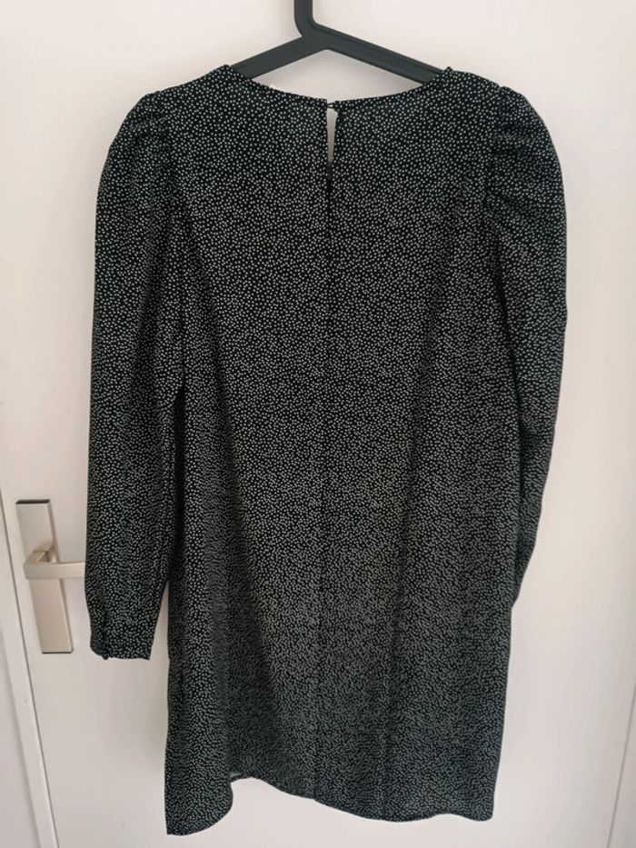 Robe habillée noir à pois blanc manches bouffantes Taille M H&M Neuf avec étiquette - photo numéro 3
