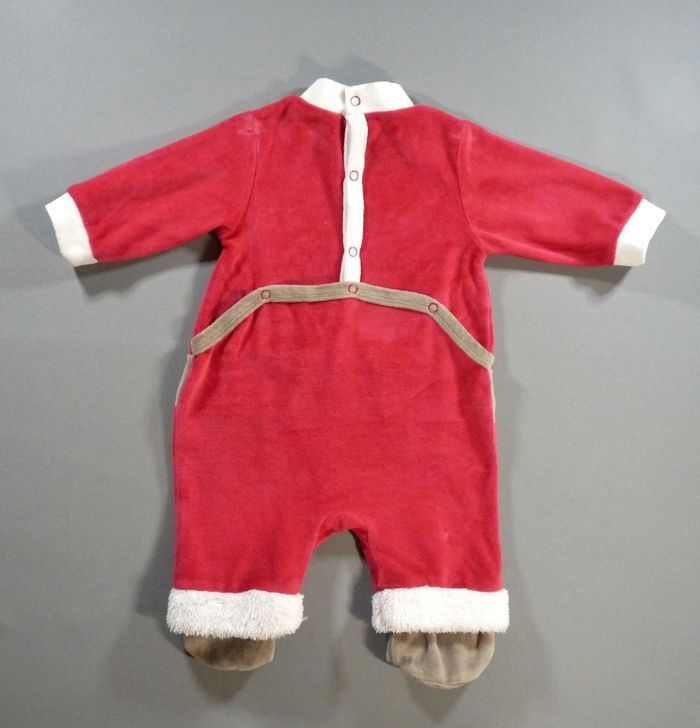 Pyjama dors-bien grenouillère velours rouge marron blanc Noël 3 mois 67 cm garçon - photo numéro 3