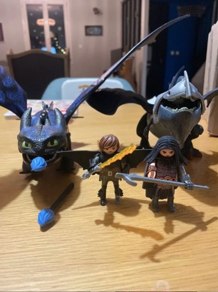 Lot dragons Playmobil tempete bouledogre krokmou et drago