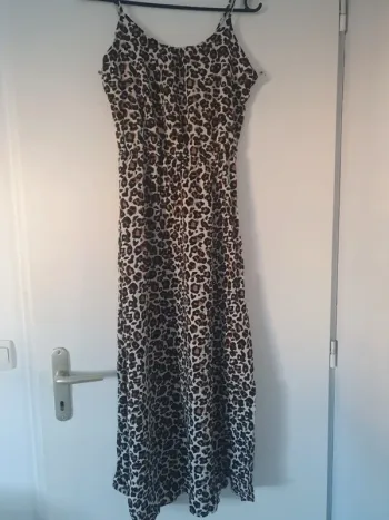 Robe longue fluide leopard