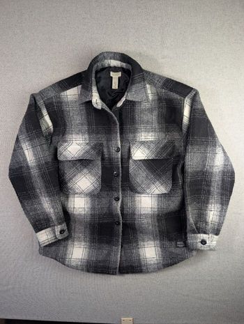 Surchemise Pull & Bear Carreaux Noir et Blanc XS Oversize - Veste Chemise Shacket