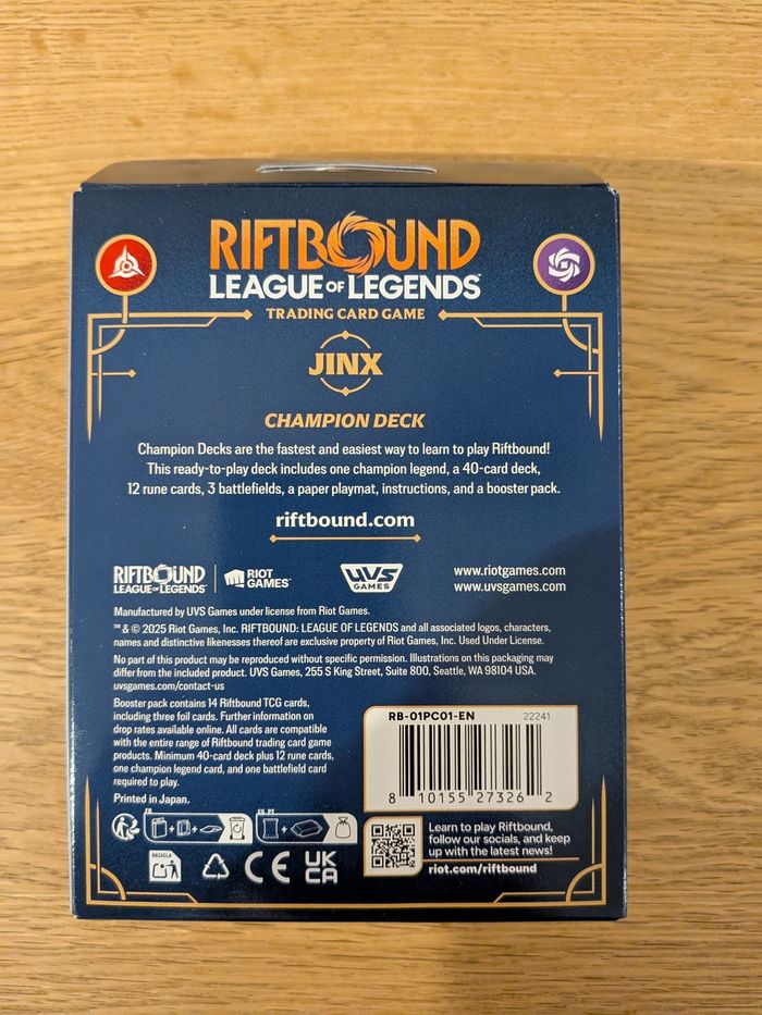 Champion Deck Arcane League of Legends Riftbound Jinx - photo numéro 2