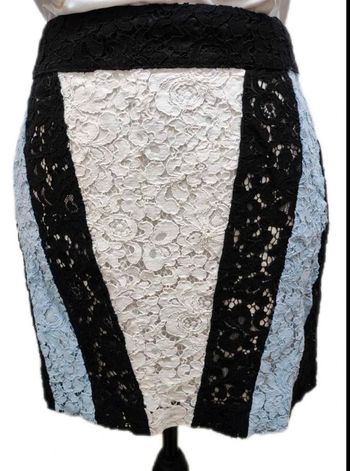 jupe morgan  dentelle  bleu  blanc,  noir