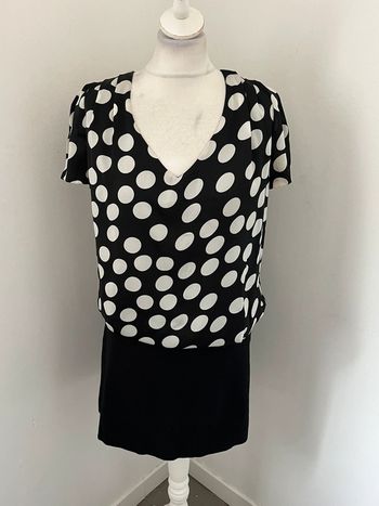 Robe à pois noire et blanche Sandro L