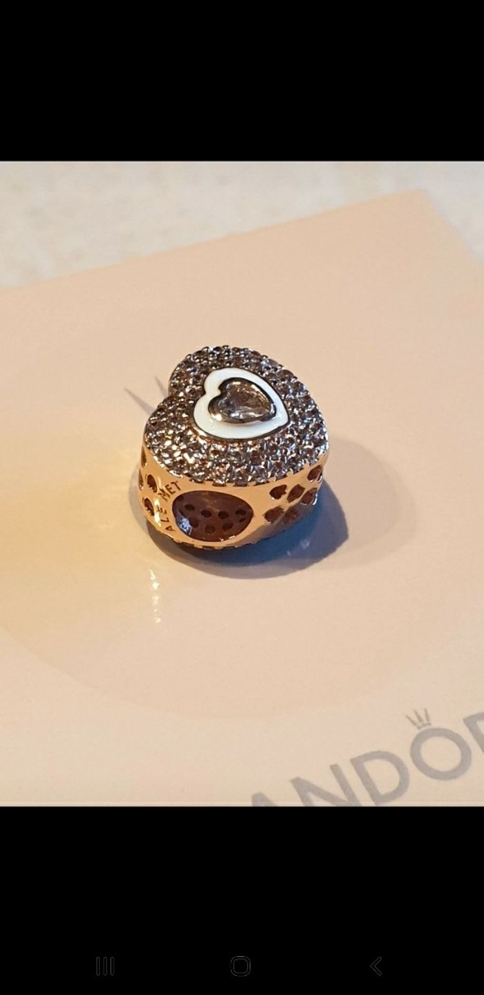 Charm Pandora  "Coeur Pavé Rose Scintillant" - photo numéro 2