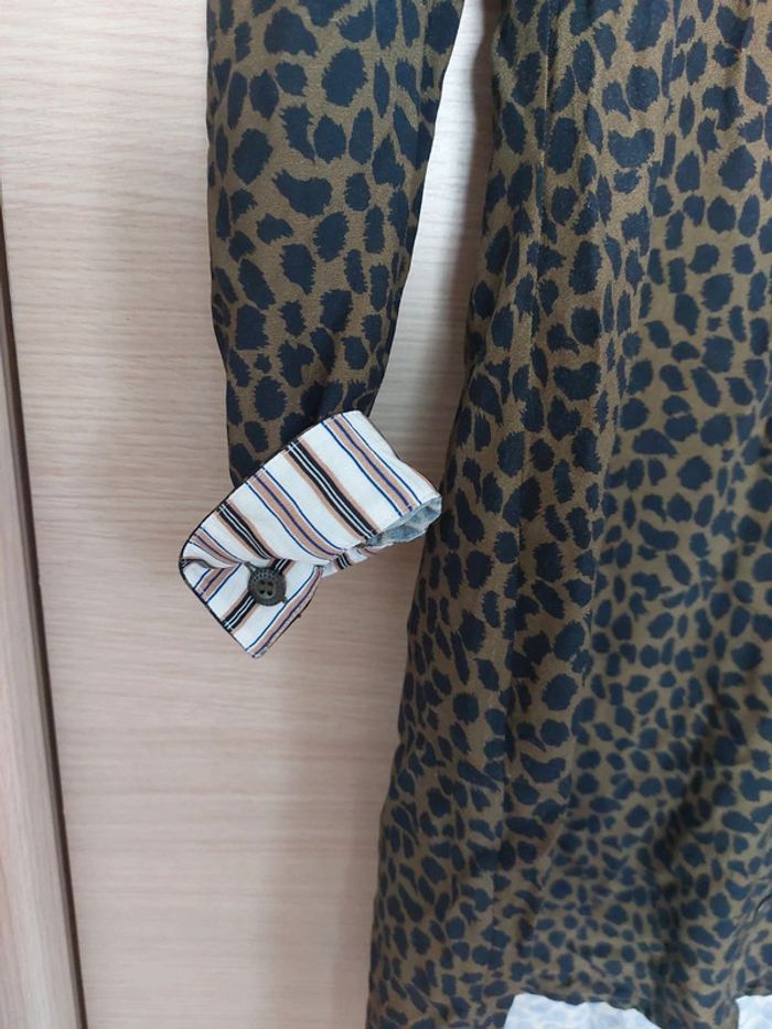 Robe à rayures leopard imprimé verte marron - photo numéro 4