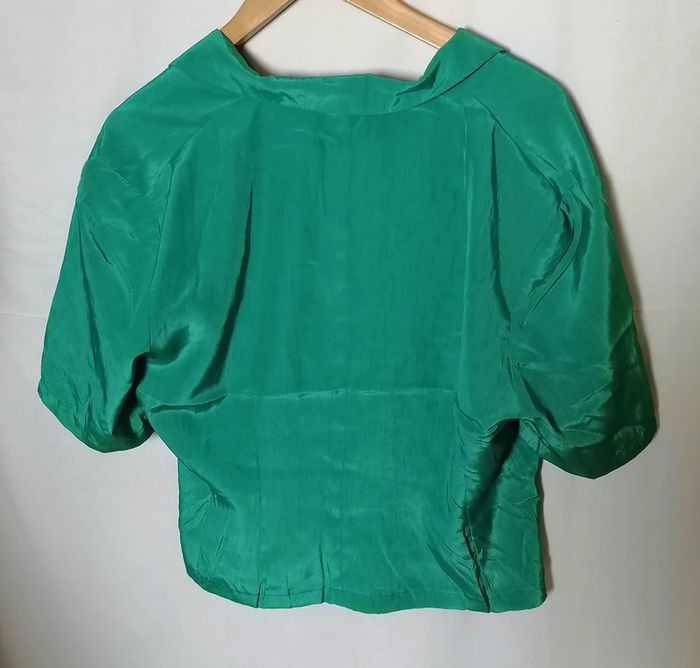 Chemisette vintage vert satin taille 46 Gérard Darel - photo numéro 7