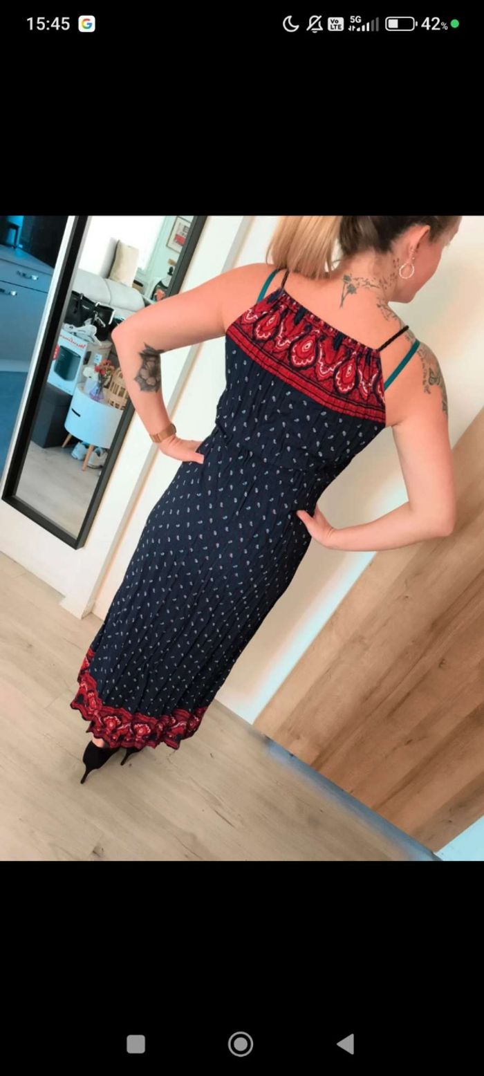 💙 Robe longue marine & rouge D&Z Fashion – Taille unique - photo numéro 4