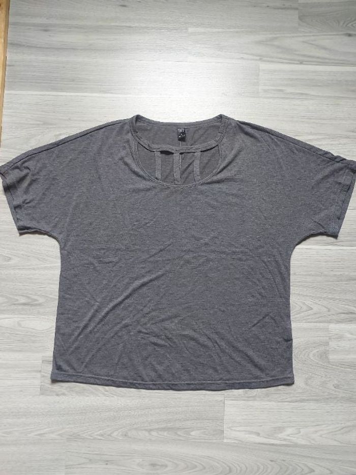 Tee-shirt manche courte gris Shein
