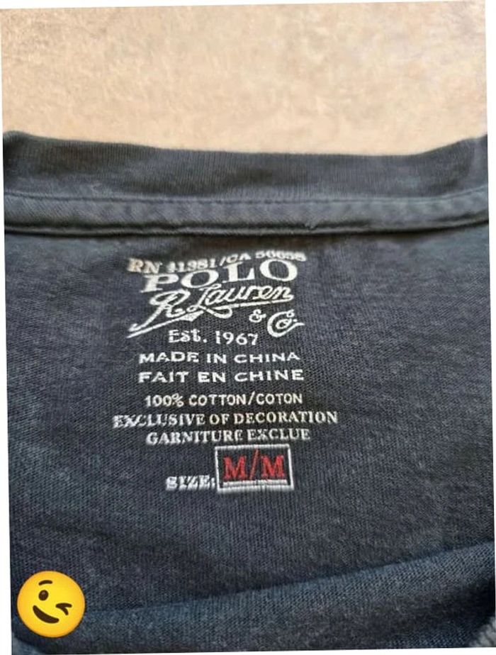T-shirt Ralph Lauren M coupe col Rond noir Homme Men tee106 - photo numéro 3