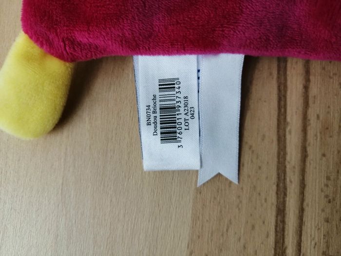 Doudou Plat Babynat Baby'nat Brioche Ours Blanc Rose Fushia Bonnet - photo numéro 5