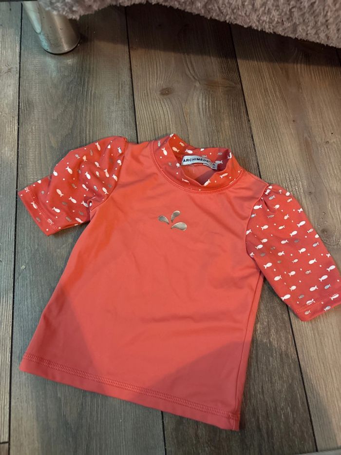 T-shirt maillot de bain anti-UV Archimèdz 9/12mois corail poissons
