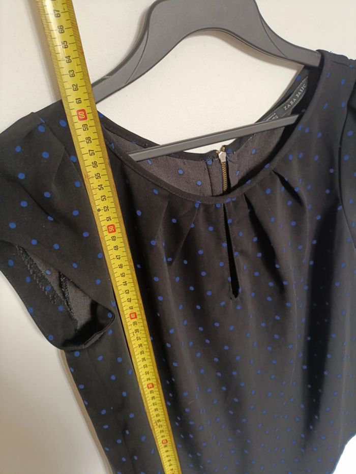 Top noir à pois bleus Zara Basic – Taille S - photo numéro 2