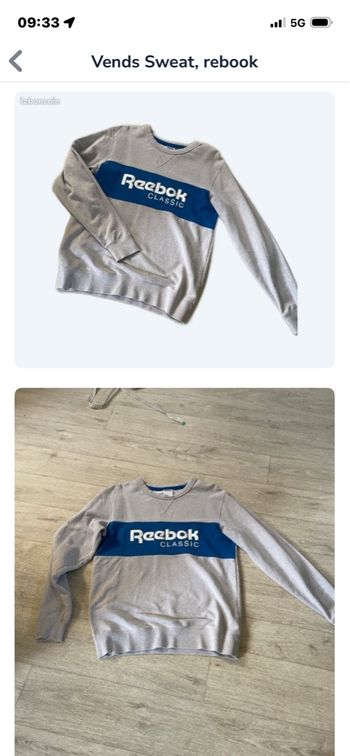 Vends Sweat, rebook