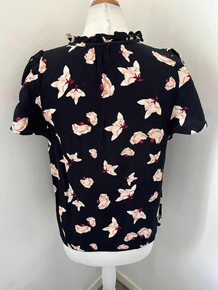 Blouse noire à fleurs rose Bash XS - photo numéro 5