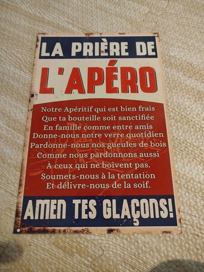 plaque publicitaire motif prière de l'apéro neuf - photo numéro 3