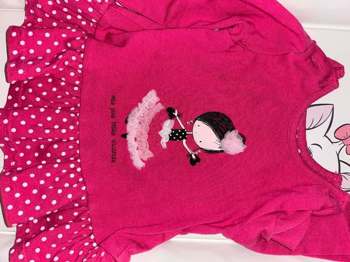 Maillot longue manche rose à pois blanc - photo numéro 2