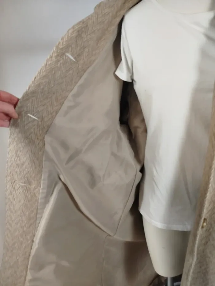Manteau long beige femme 100% laine coupe élégante - confortable et chic A260 - photo numéro 9