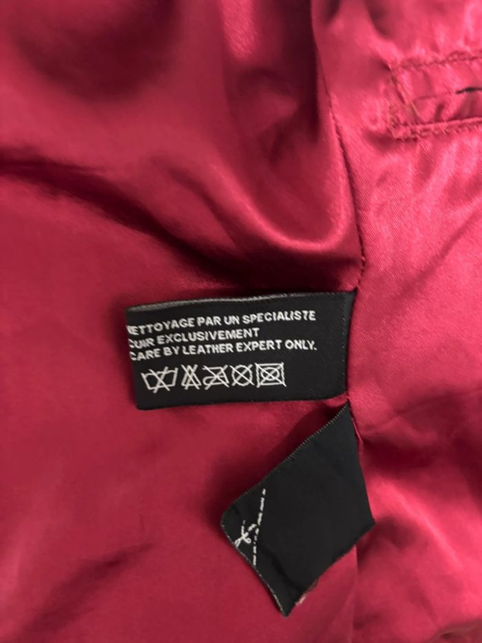 Perfecto en cuir véritable bordeaux femme - photo numéro 14