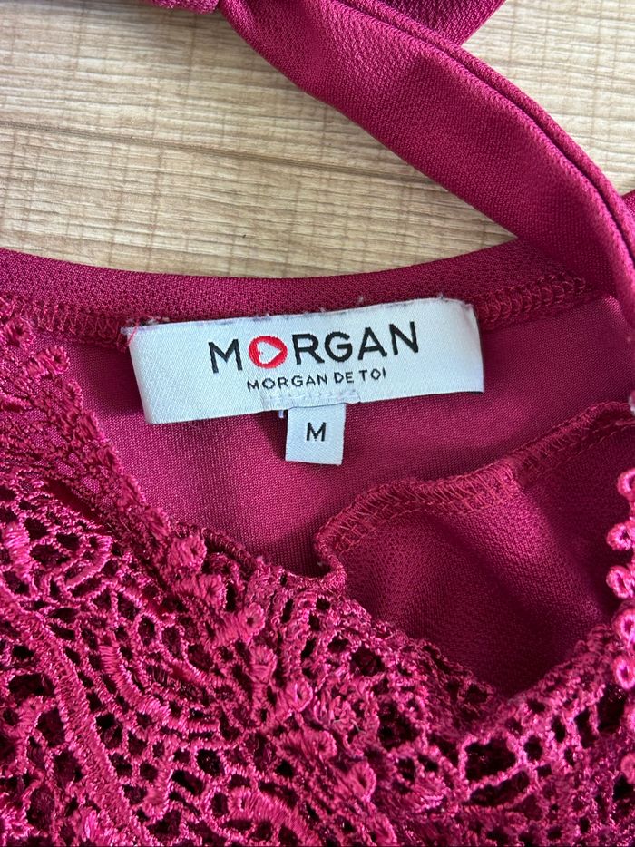 Haut bordeaux avec dentelle Morgan taille M comme neuf - photo numéro 10