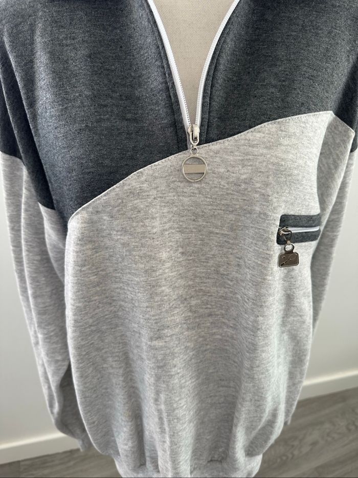 Sweatshirt oversize zip gris tennis Vintage T42 XL - photo numéro 6