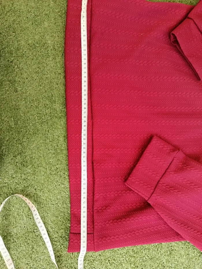 Sweat léger bordeaux col à carreaux et fermeture éclair taille 44 - photo numéro 6
