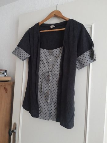 Haut 2 en 1 , gris carla vitti