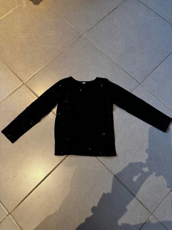 T shirt manches longues avec effet strass - H&M - Noir - 110/116