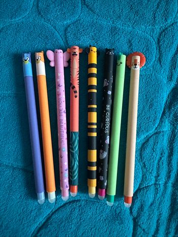 Lot de 8 stylos effaçables animaux 