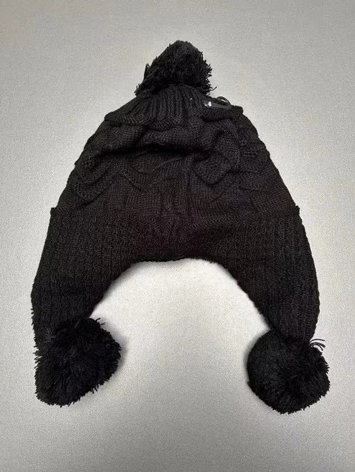 Bonnet cache-oreilles noir à pompons neuf - photo numéro 2