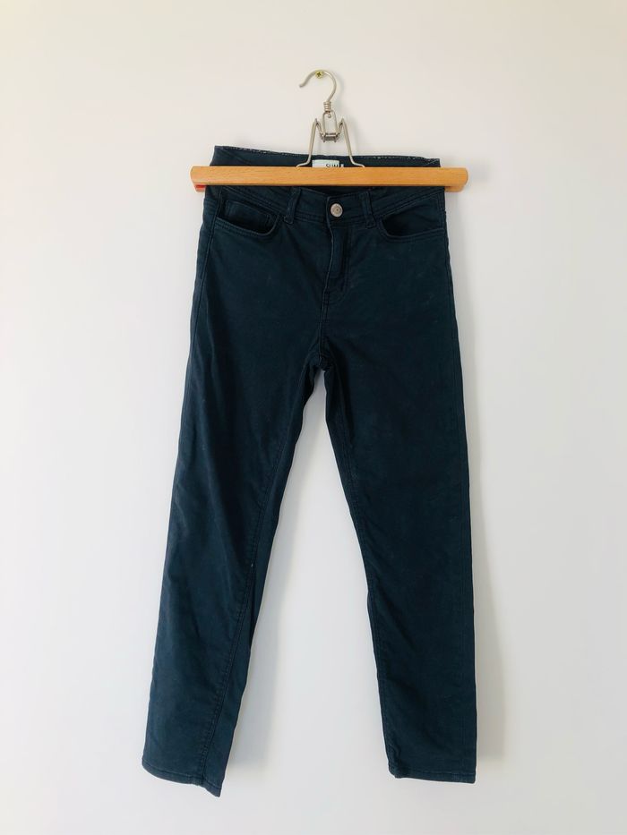 Pantalon en toile slim fille 10 ans bleu marine kiabi - photo numéro 2