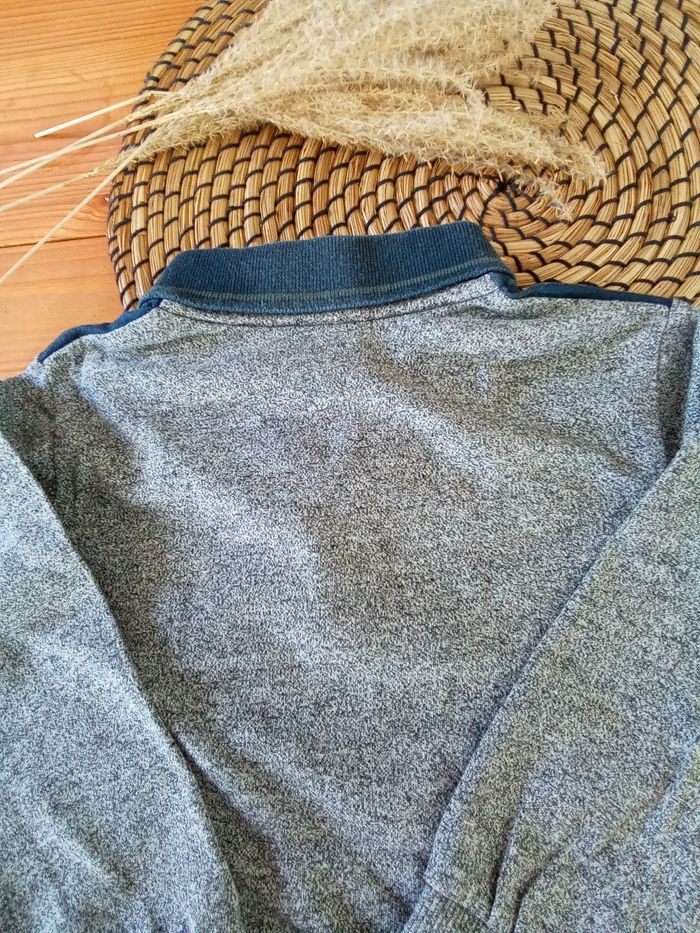 Polo manches longues tons bleu, gris et vert TAO taille 4 ans - photo numéro 5
