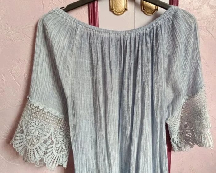 Blouse bleu écru T.3( 40/42) - photo numéro 9