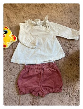 Ensemble short / chemise fille 6 mois