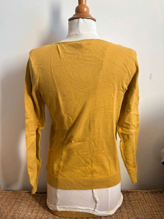 Pull col V jaune moutarde pour femme, Taille S - photo numéro 4