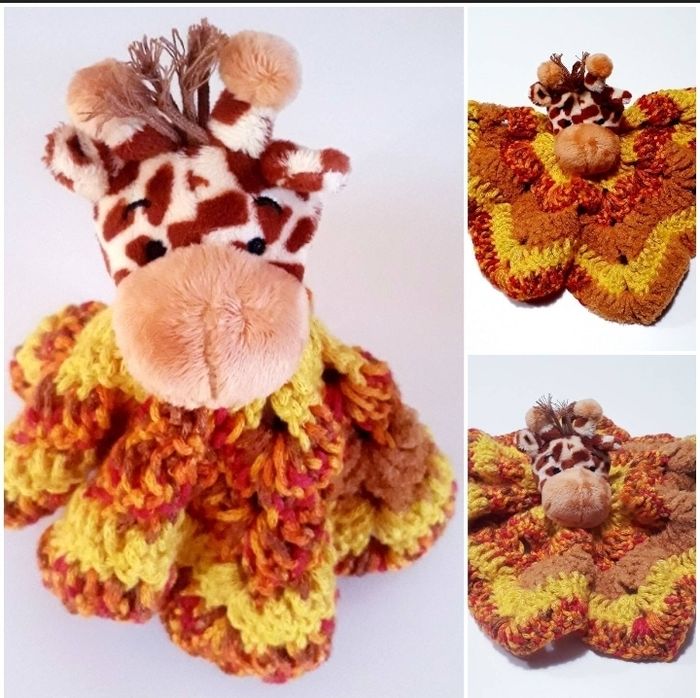 Jouet peluche doudou animaux girafe fait main crochet bébé naissance - photo numéro 2