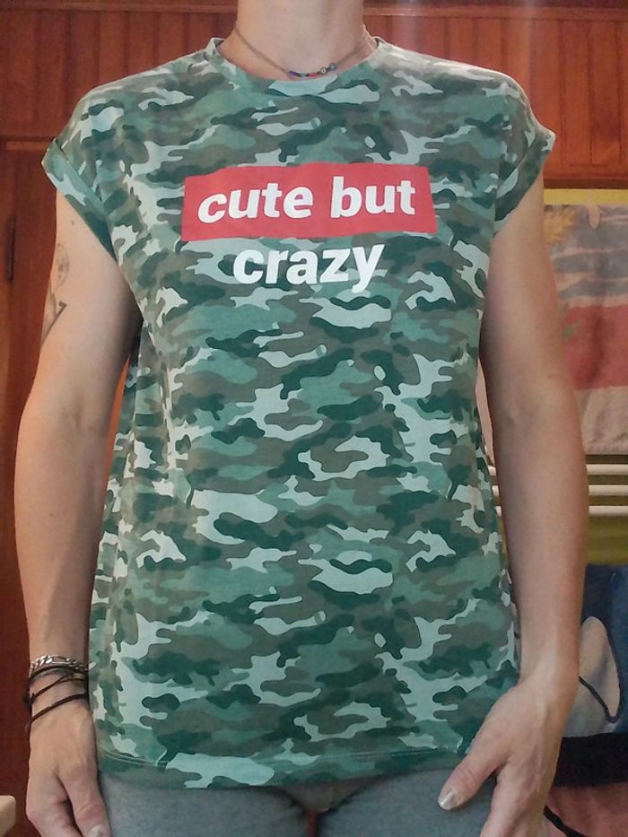 T-shirt femme camouflage vert kaki - photo numéro 3