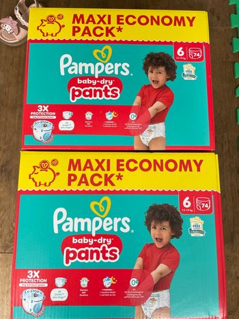 Vents pack 2 cartons Pampers taille 6 baby dry pants